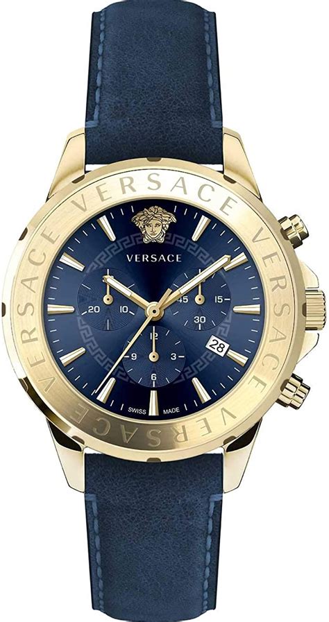 versace versus gold watch blue face|black and Gold Versace watch.